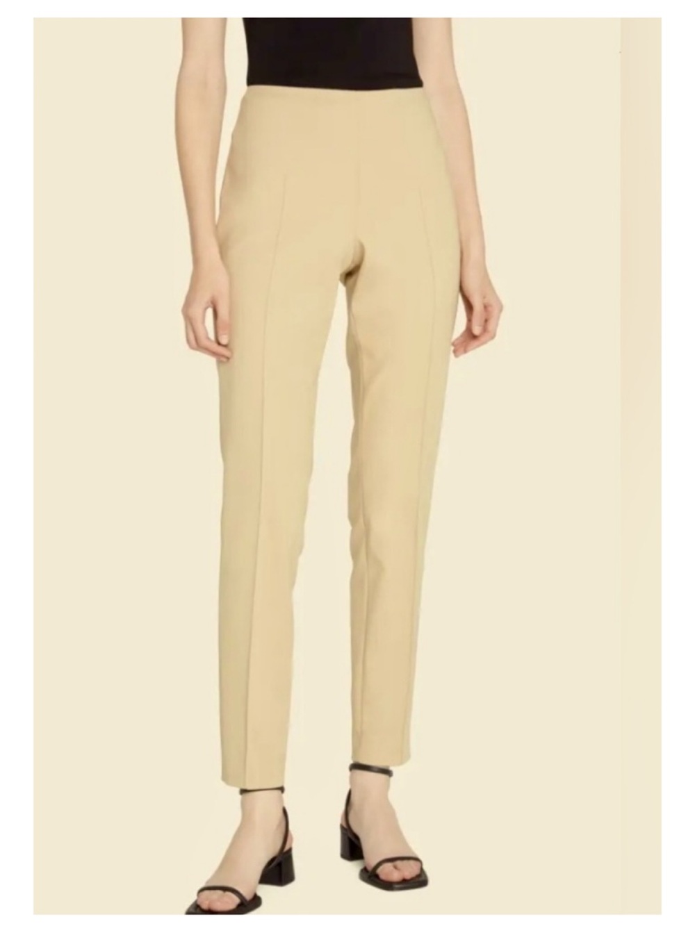 AKRIS Melissa Techno Slim Leg Pants Women's 12 Tan Quiet Luxury